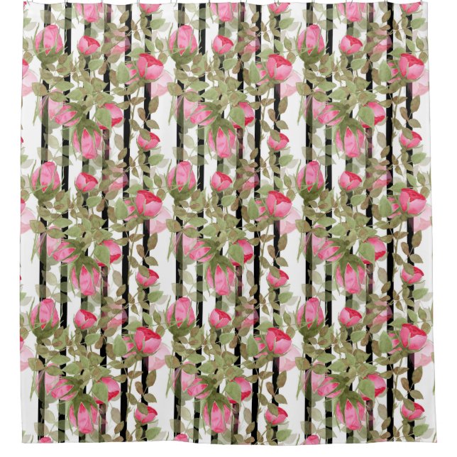 Seamless watercolor flowers pink roses floral roma (Front)