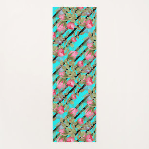 Seamless watercolor flowers pink roses floral roma yoga mat