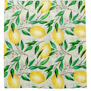 Seamless watercolor fruit pattern. lemons on twigs