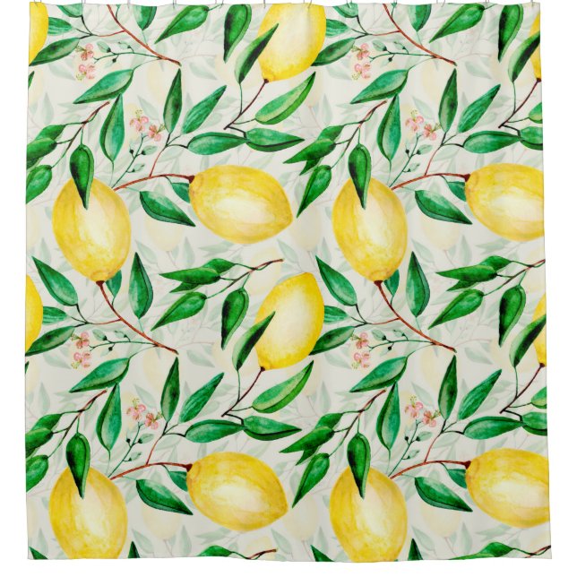Seamless watercolor fruit pattern. lemons on twigs (Front)