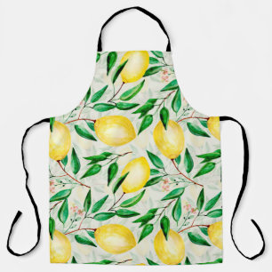 Seamless watercolor fruit pattern. lemons on twigs apron