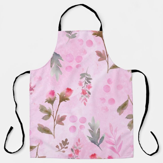 Seamless watercolor hand drawn pattern with rosebu apron (Front)