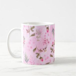 Seamless watercolor hand drawn pattern with rosebu coffee mug
