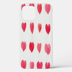 Seamless watercolor hearts: romantic pattern desig iPhone 12 case
