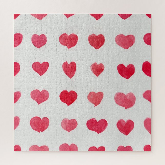 Seamless watercolor hearts: romantic pattern desig jigsaw puzzle (Vertical)
