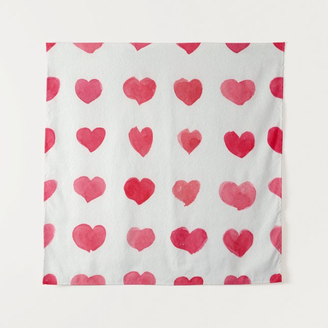 Seamless watercolor hearts: romantic pattern desig tapestry (Front)