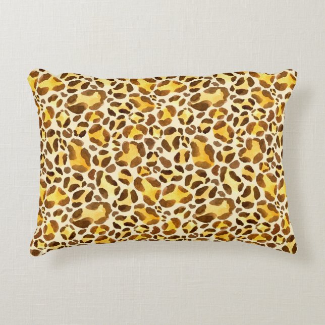 Seamless watercolor leopard pattern accent pillow (Front)