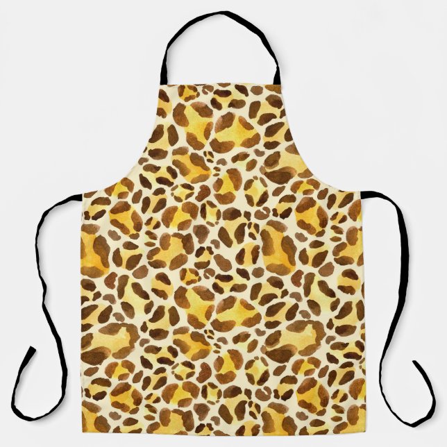 Seamless watercolor leopard pattern apron (Front)