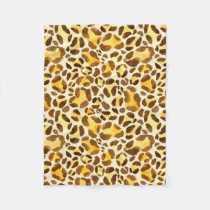Seamless watercolor leopard pattern fleece blanket
