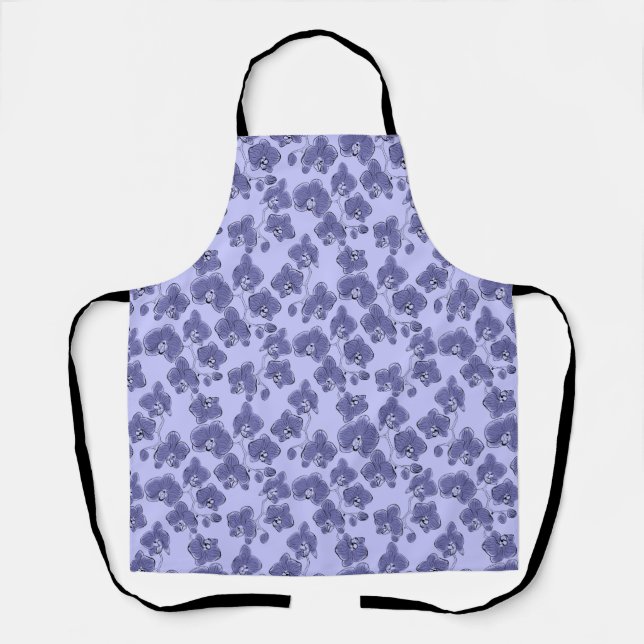 Seamless watercolor orchids phalaenopsis flowers  apron (Front)