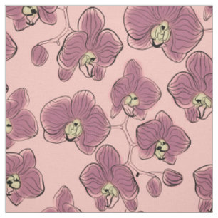 Seamless watercolor orchids phalaenopsis flowers b fabric