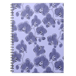 Seamless watercolor orchids phalaenopsis flowers b notebook