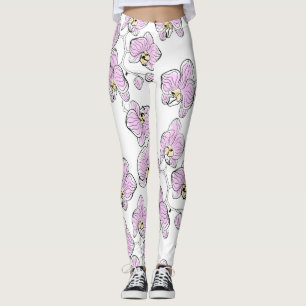 Seamless watercolor orchids phalaenopsis flowers p leggings