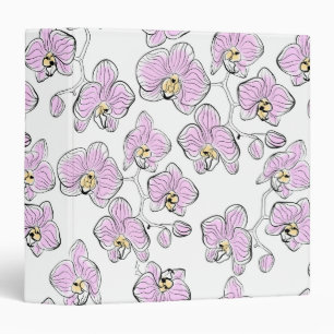 Seamless watercolor orchids phalaenopsis flowers w binder
