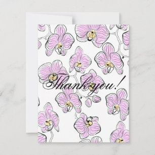 Seamless watercolor orchids phalaenopsis flowers w thank you card