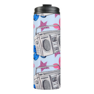 Seamless watercolor pattern in 90s style thermal tumbler
