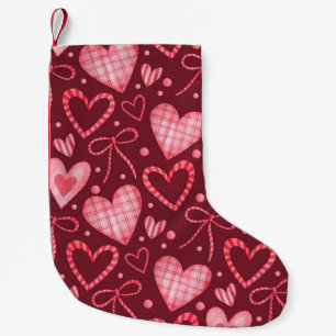 Seamless watercolor pattern in pink colours small christmas stocking