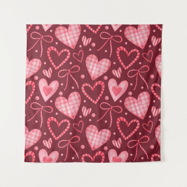 Seamless watercolor pattern in pink colours tapestry (Front)
