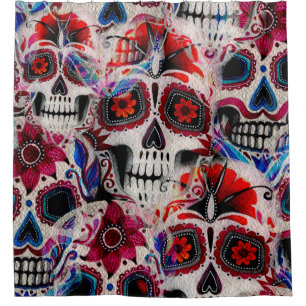 Seamless watercolor pattern of sugar skulls. 