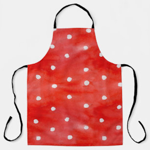 Seamless watercolor pattern red polka dots apron