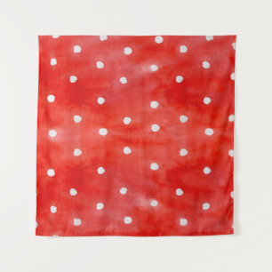 Seamless watercolor pattern red polka dots tapestry