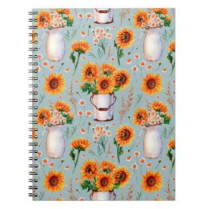 Seamless watercolor pattern with bright sunny colo notebook