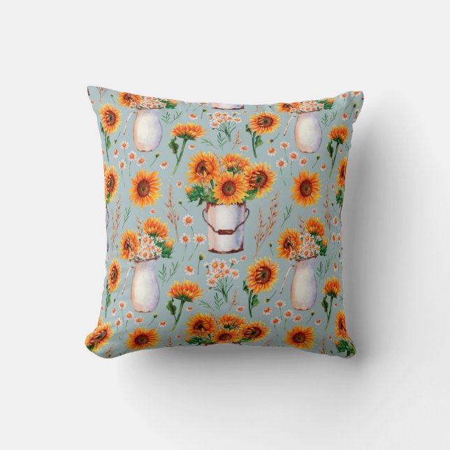 Seamless watercolor pattern with bright sunny colo throw pillow (Front)