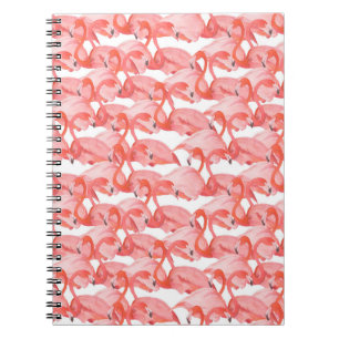 Seamless watercolor pattern with flamingo small notebook