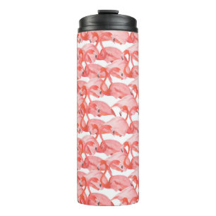 Seamless watercolor pattern with flamingo small thermal tumbler