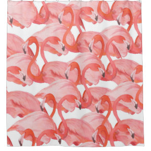 Seamless watercolor pattern with flamingos