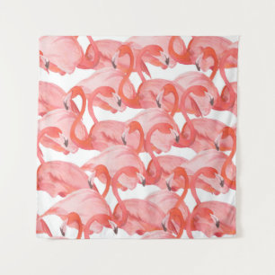 Seamless watercolor pattern with flamingos tapestry