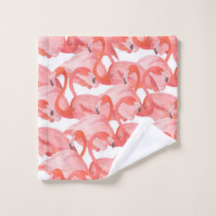 Seamless watercolor pattern with flamingos wash cloth