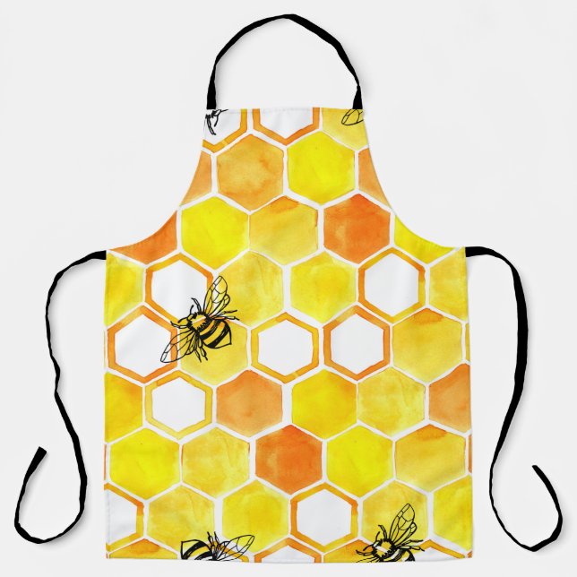 Seamless watercolor pattern with honeycombs and li apron (Front)