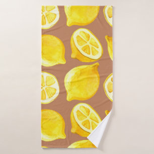 Seamless watercolor pattern with lemons bath towel