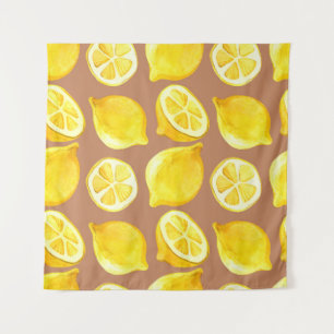 Seamless watercolor pattern with lemons tapestry