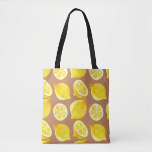 Seamless watercolor pattern with lemons tote bag