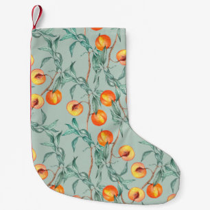 Seamless watercolor pattern with peaches and branc small christmas stocking