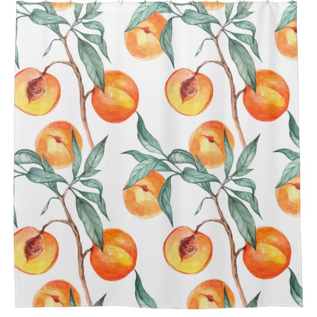 Seamless watercolor pattern with peaches on a whit (Front)