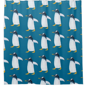 Seamless watercolor pattern with penguin