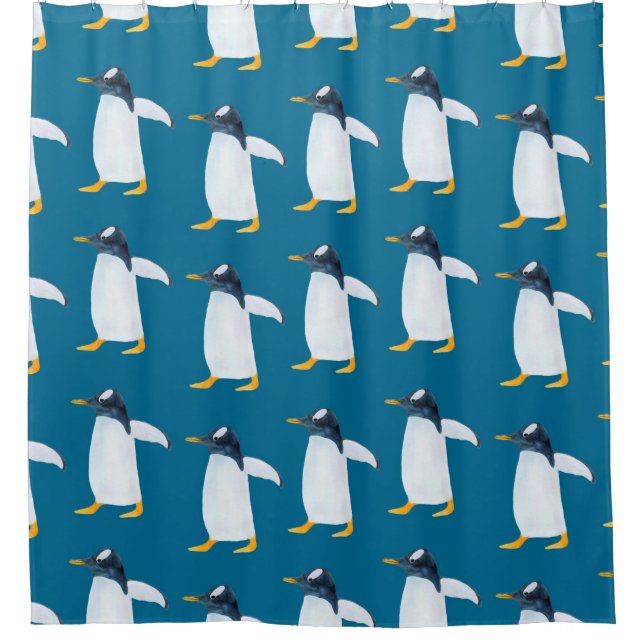 Seamless watercolor pattern with penguin (Front)