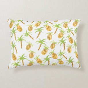 Seamless watercolor pattern with pineapples and pa accent pillow
