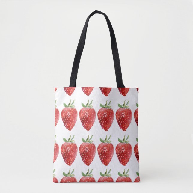 Seamless watercolor pattern with strawberries  tote bag (Front)