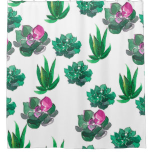 Seamless watercolor pattern with succulents