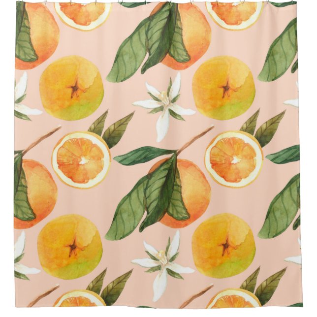Seamless watercolor pattern with tangerines (Front)