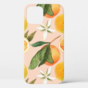 Seamless watercolor pattern with tangerines iPhone 12 case