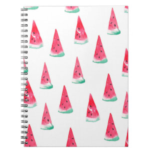 Seamless watercolor pattern with watermelon notebook