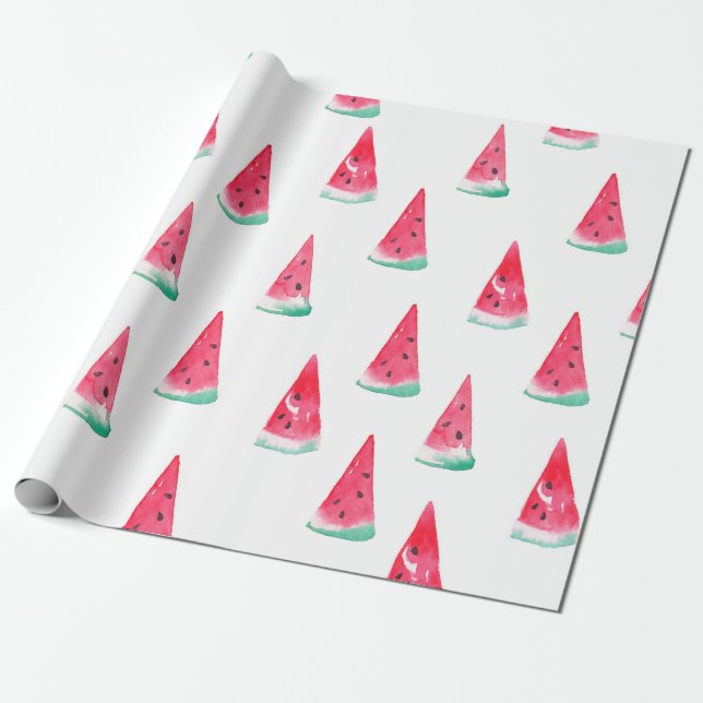 Seamless watercolor pattern with watermelon wrapping paper (Unrolled)