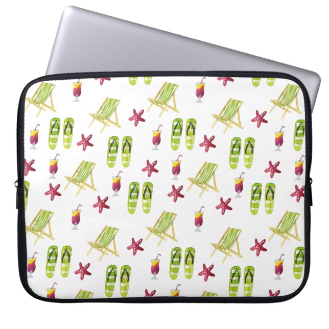 Seamless watercolor summer pattern small laptop sleeve (Front)