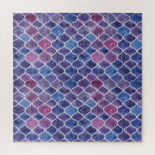 Seamless Watercolor Violet Floral Pattern Jigsaw Puzzle