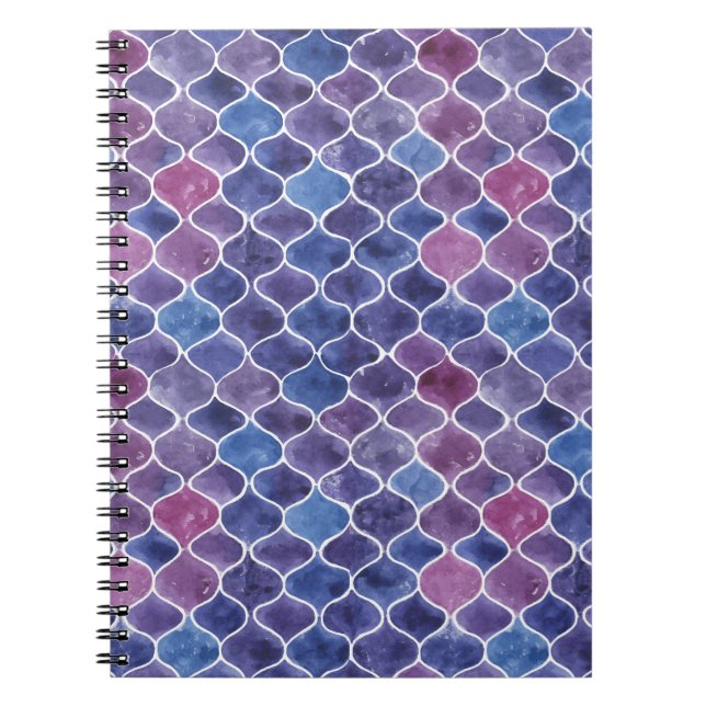 Seamless Watercolor Violet Floral Pattern Notebook (Front)